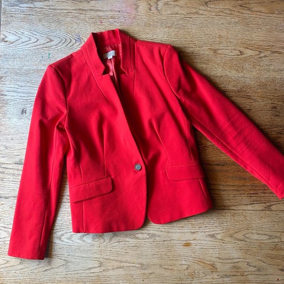Ann Taylor Loft Size 6 Tangerine Suit Blazer Jacket Women Stylish Formal - Picture 1 of 5